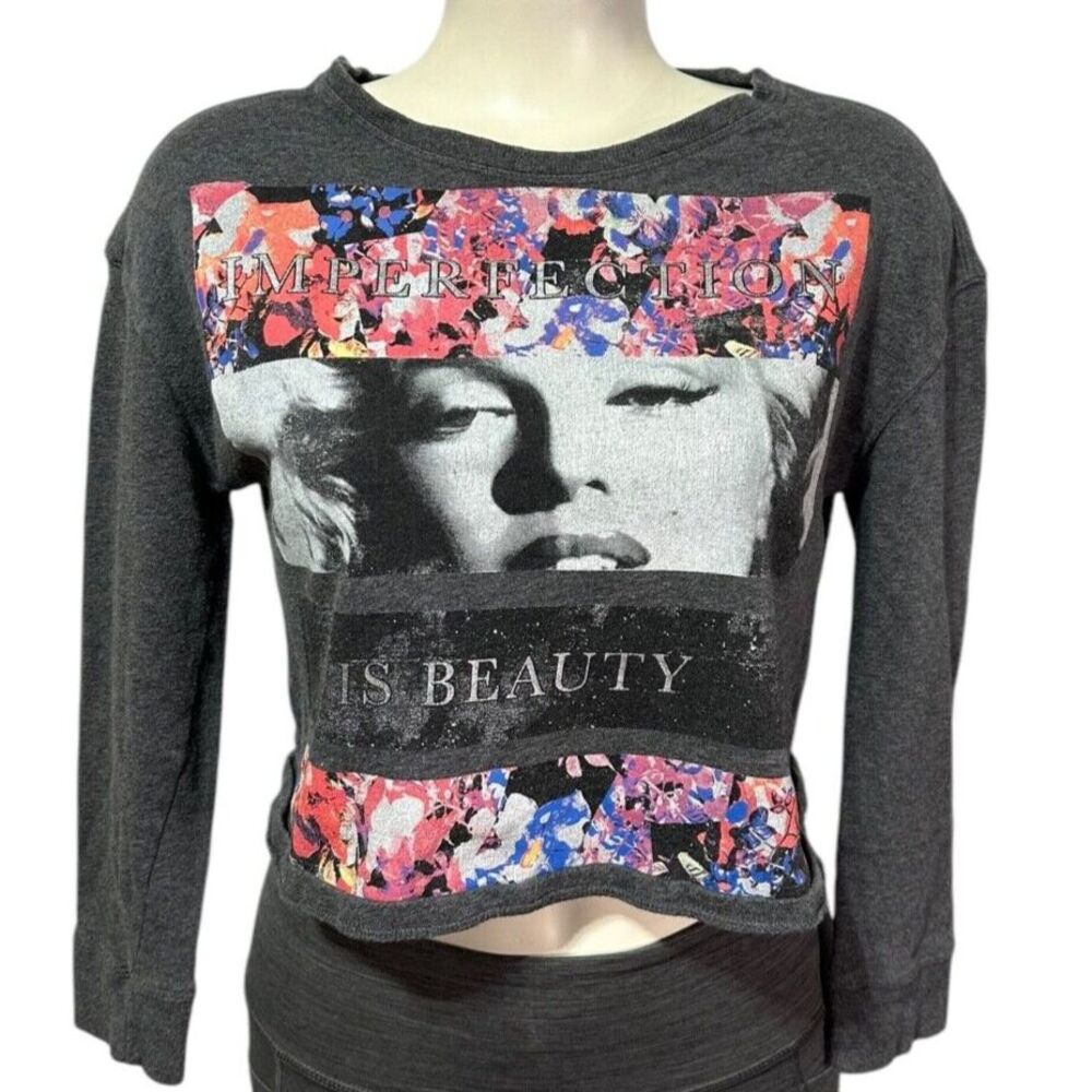Marilyn Monroe Women's Sweatshirt Size XS Long Sleeve Cropped‎ Graphic Music